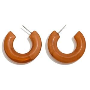 Marbled Acetate Hoop Earrings Brown